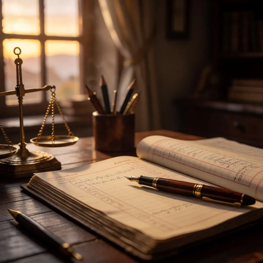 Esnaf defteri ve workshop masası, gün batımı ışığı